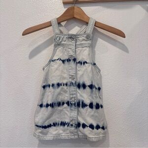 GAP Denim Overall Dress in Light Blue and White Tie Dye EUC